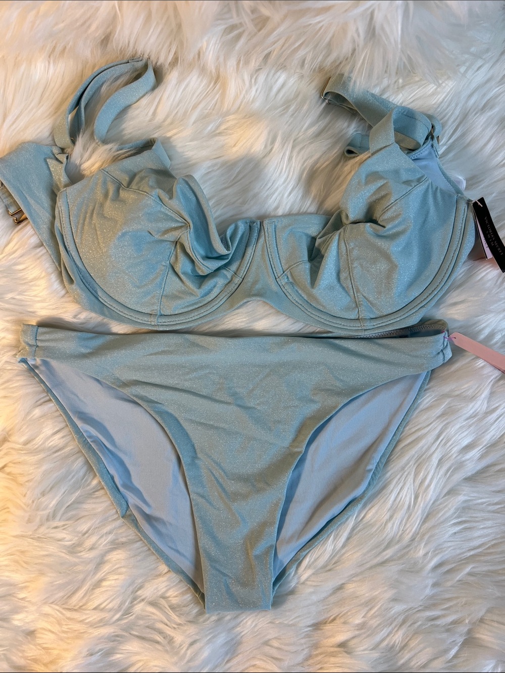 Victoria's Secret Light Blue Shimmer Underwire Bikini Set
